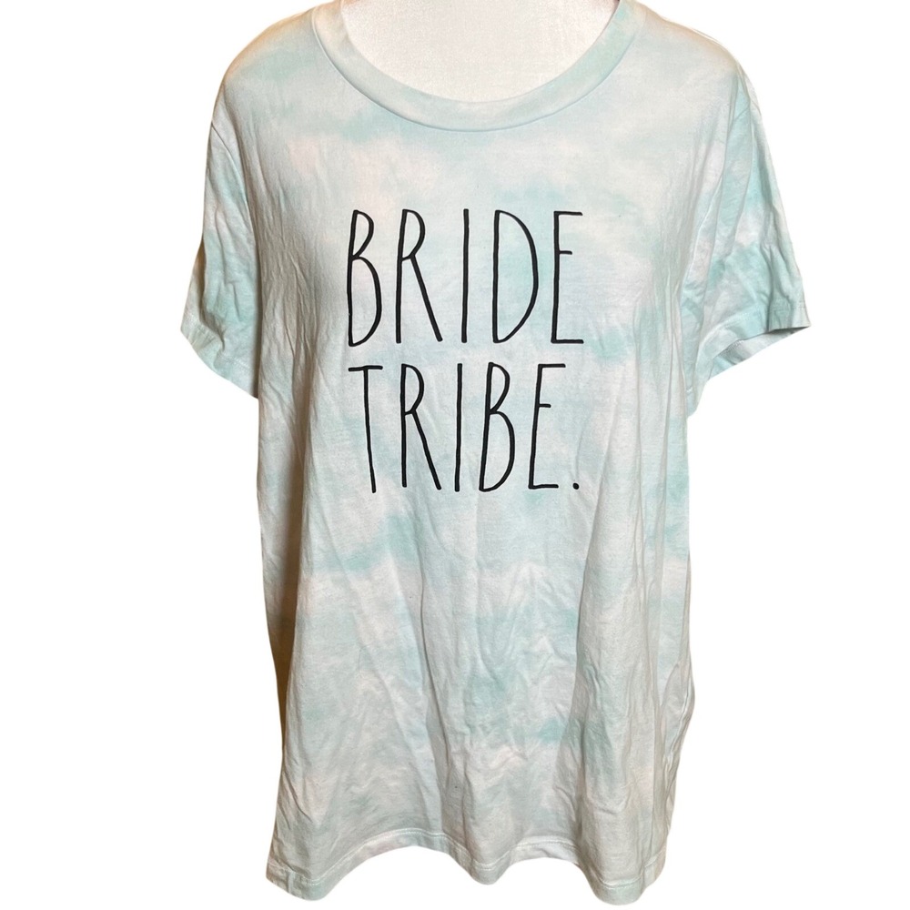 ❤️Rae Dunn Bride Tribe T-Shirt XL Blue Tie Dye Wedding Bridal Shower Top